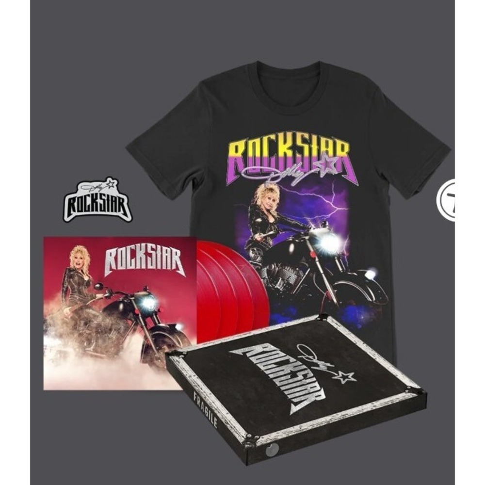 Dolly Parton Rockstar Vinyl Set-Red W/T-Shirt Size Small Roadie Box Sticker LTD